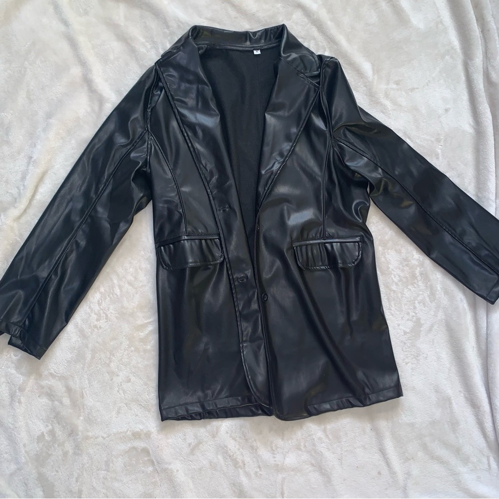 Black leather blazer